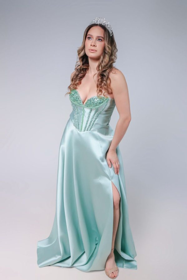 Vestido Corset Paete Verde Oliva 4740 1