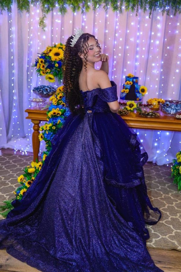 Vestido azul marinho Crinol Explosão 4625 - 1
